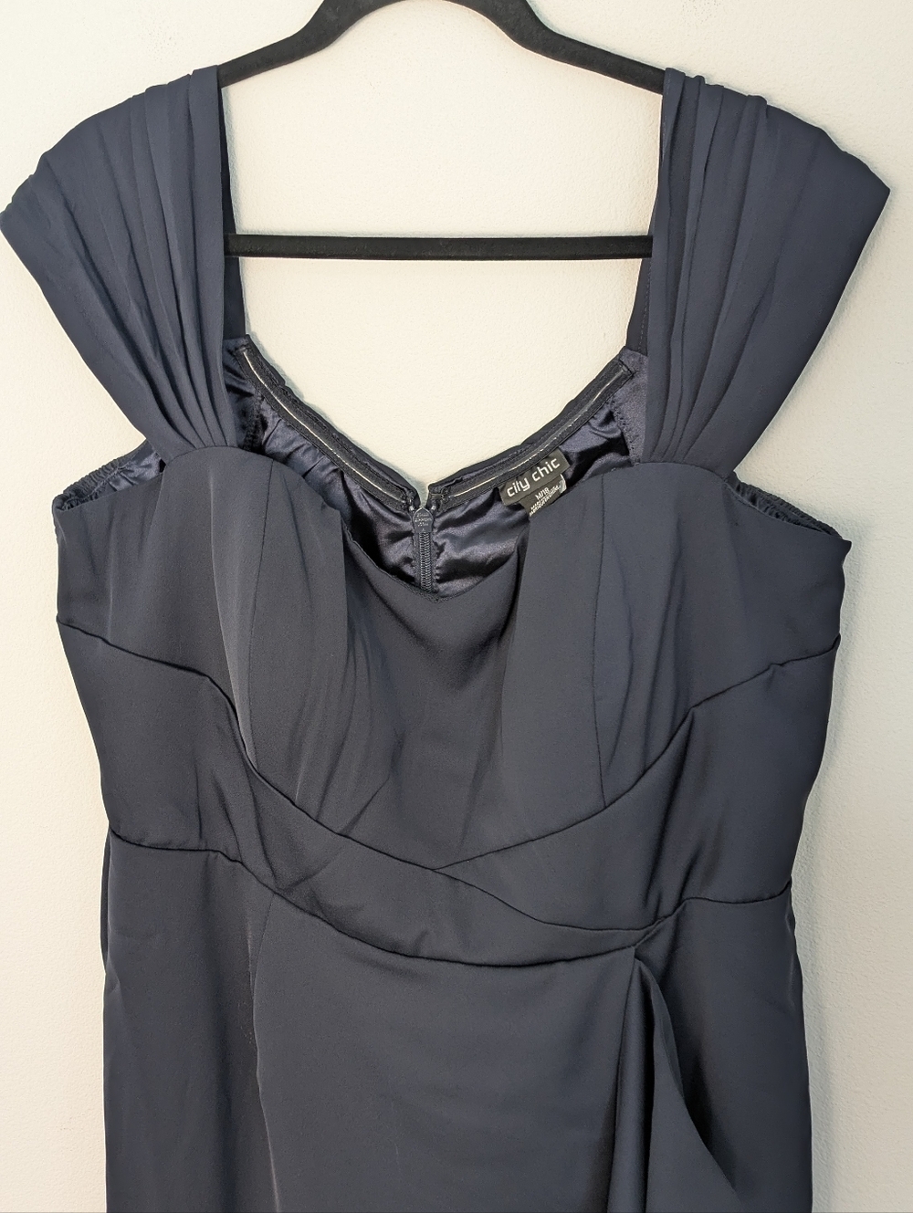 City Chic The Hypnotise Faux Wrap Midi Dress Dark Blue Sz 18 Wedding Party New - Picture 7 of 16